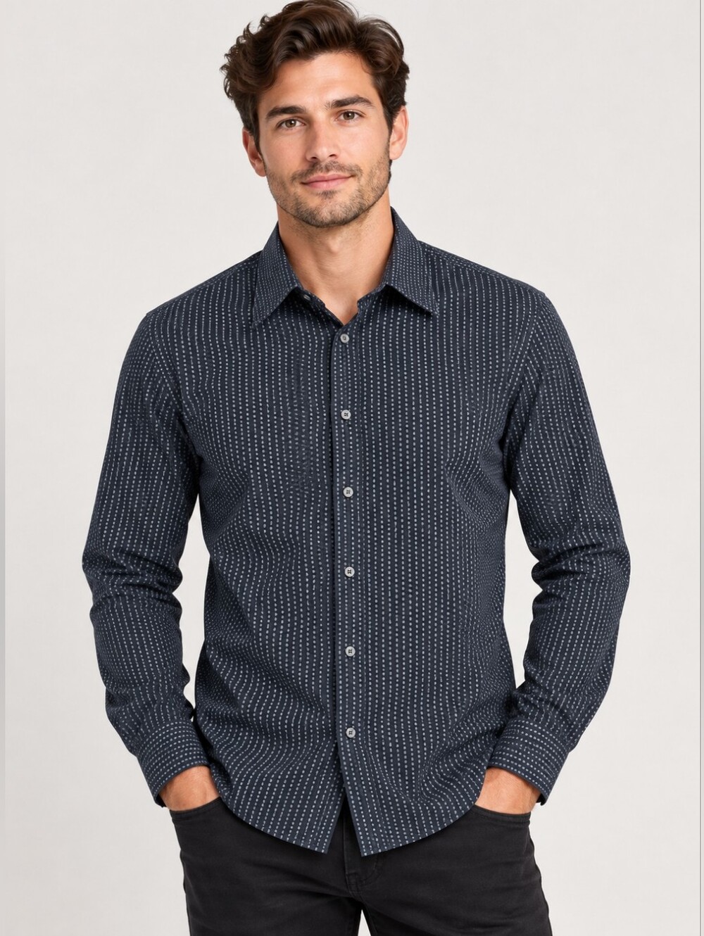 Zara Men's Dotted Button-Up Shirt